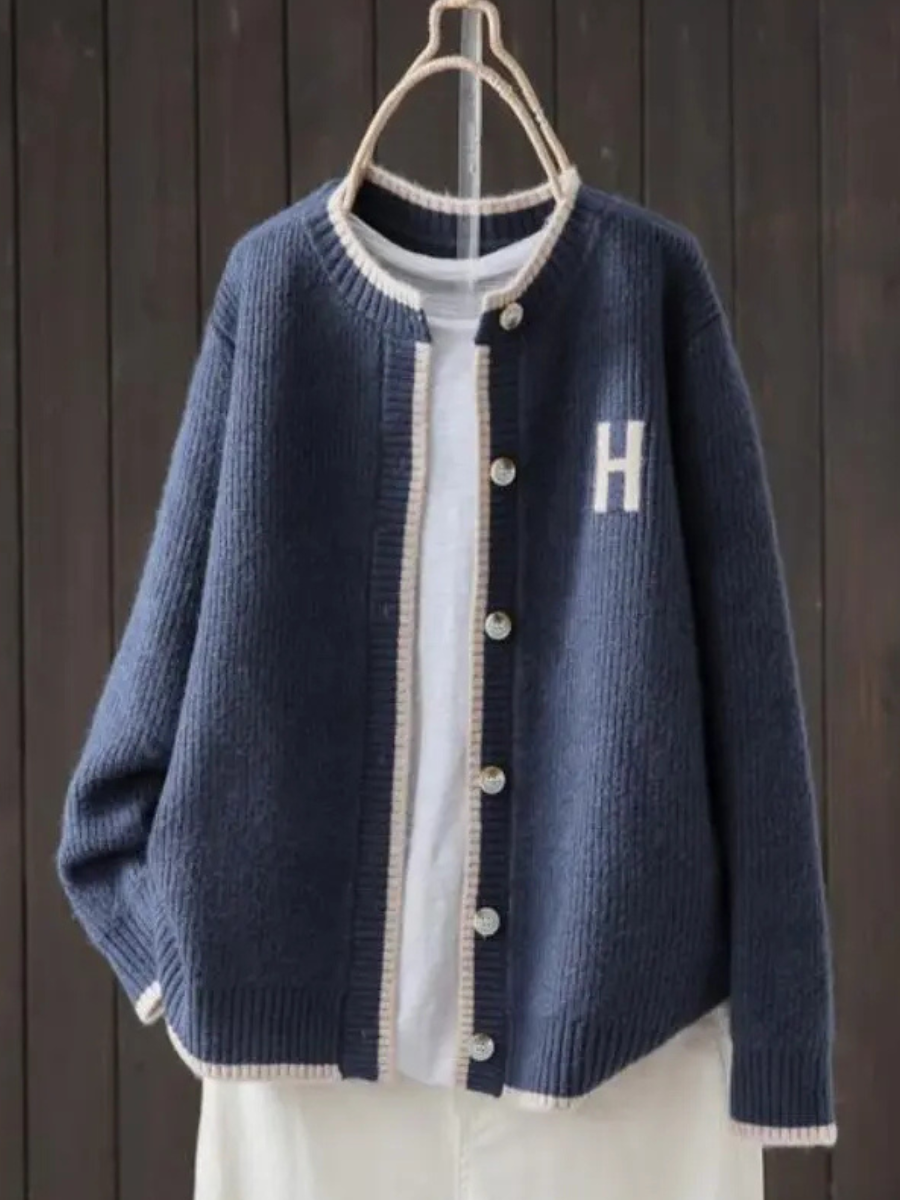 Women's Ribbed Knit Button-Down Cardigan