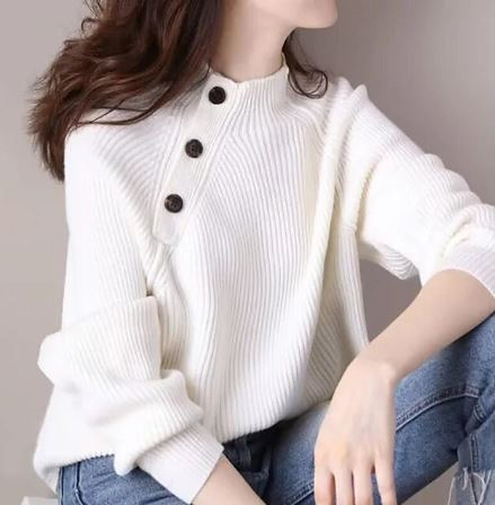 Women's Vintage-Inspired Everyday Knit Sweater - White
