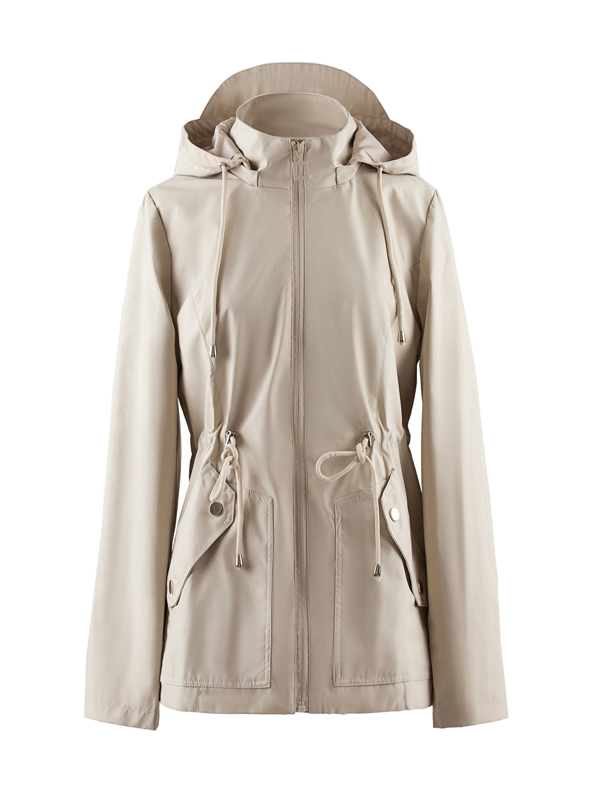 Women's Lightweight Hooded Jacket with Drawstring Waist