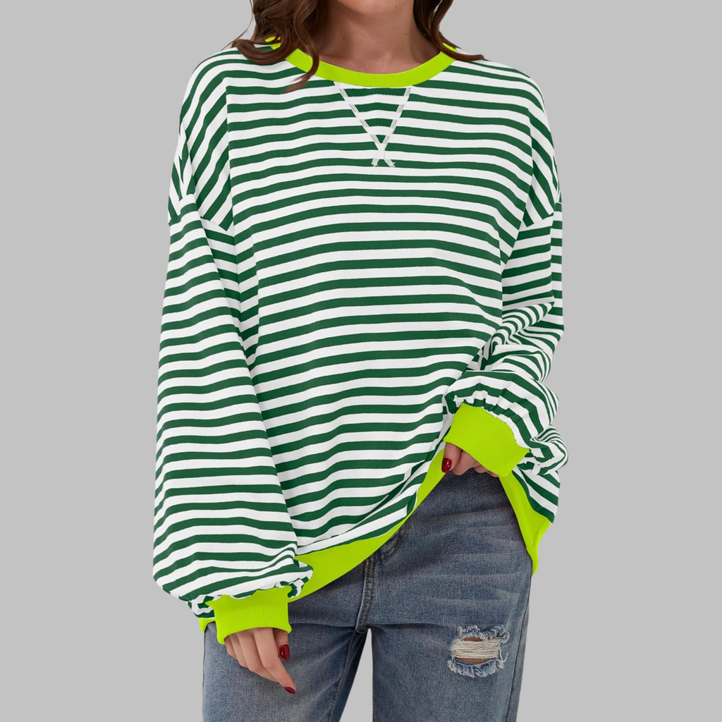 Women's Long Sleeve Striped Casual Sweatshirt