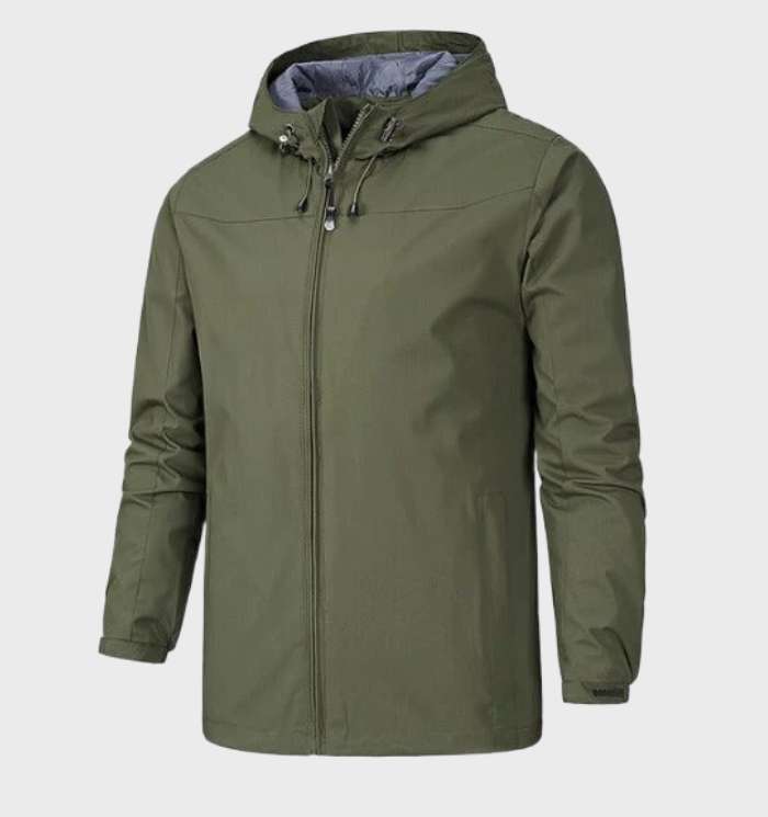 Men's Lightweight Hooded Shell Jacket - Olive Green