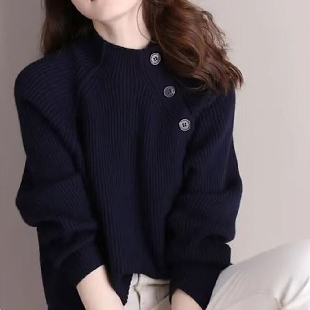 Women's Vintage-Inspired Everyday Knit Sweater - Black