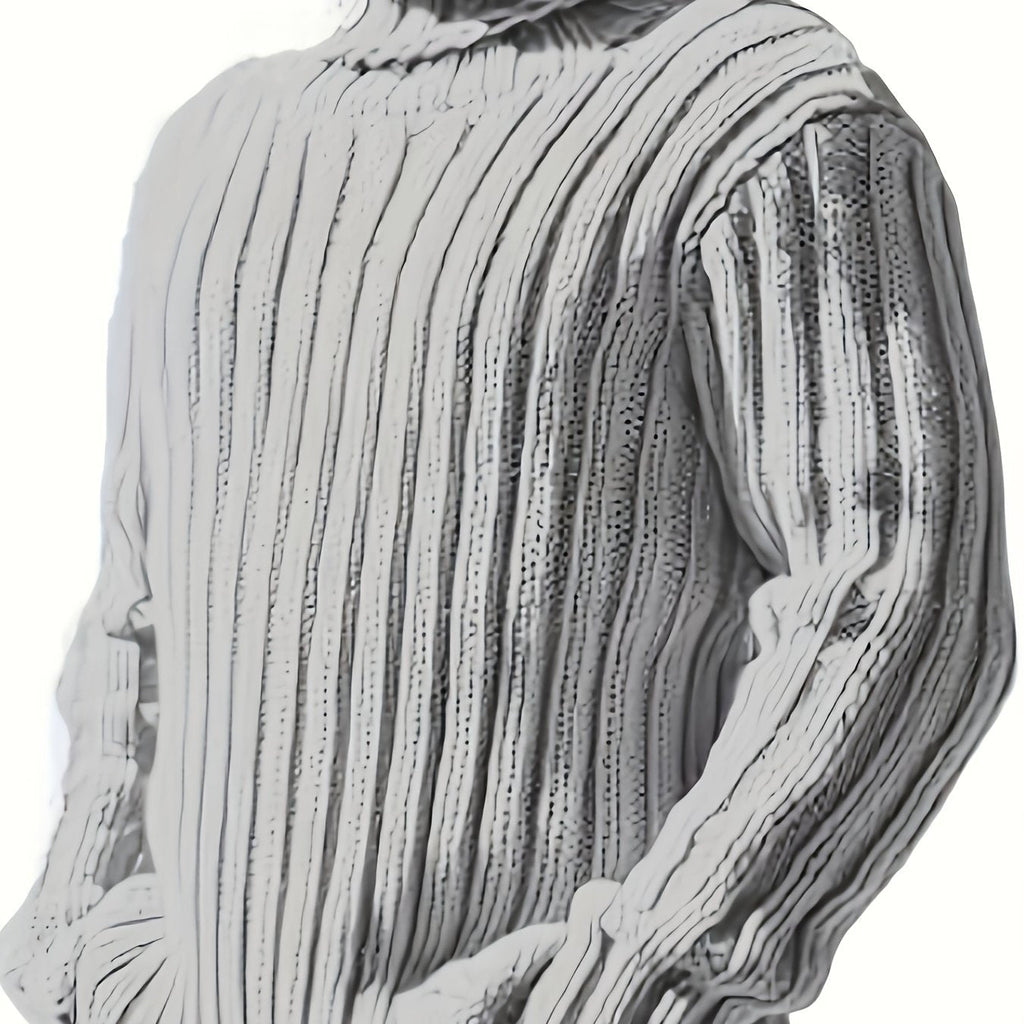 Women's Ribbed High Neck Relaxed Pullover Sweater - White