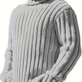 Women's Ribbed High Neck Relaxed Pullover Sweater - White