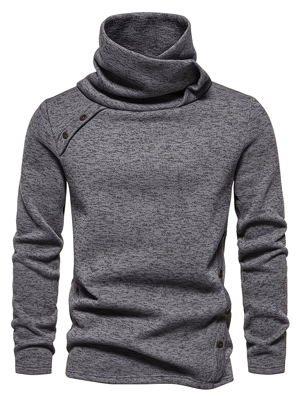 Women's Slouchy Collar Sweater with Button Accents