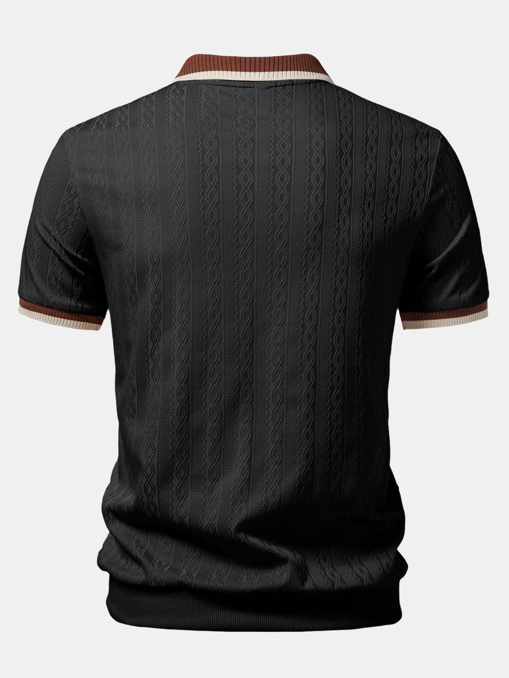 Men's Textured Knit Quarter Zip Polo
