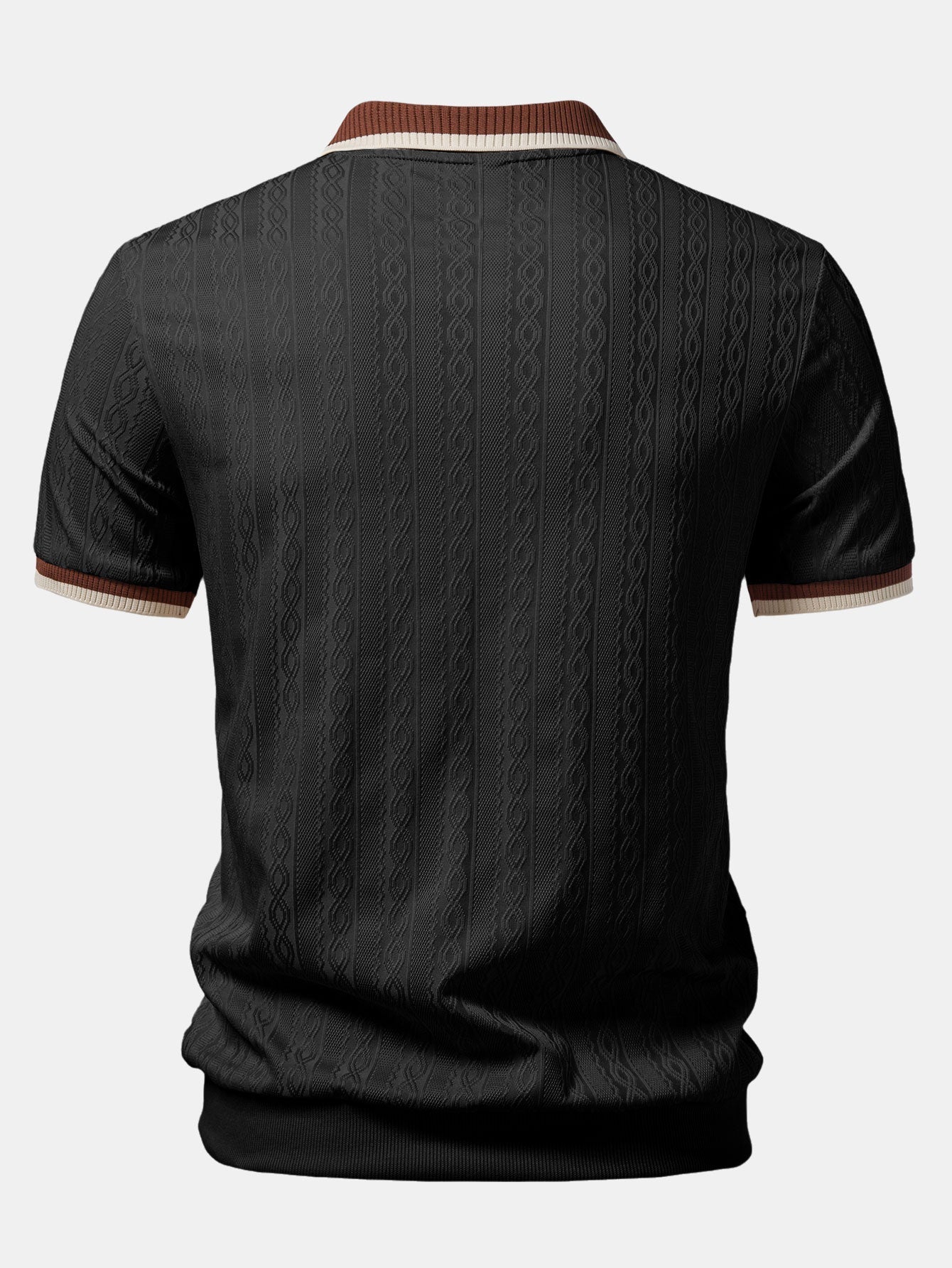Men's Textured Knit Quarter Zip Polo