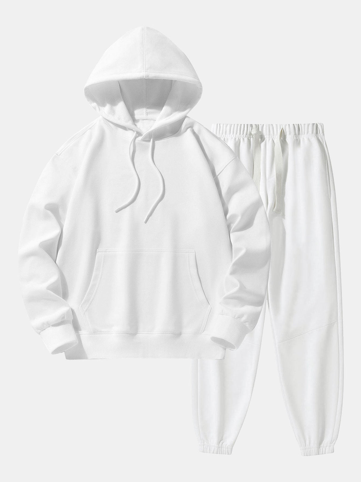 Men's Heavyweight Drop-Shoulder Hoodie and Jogger Set - White