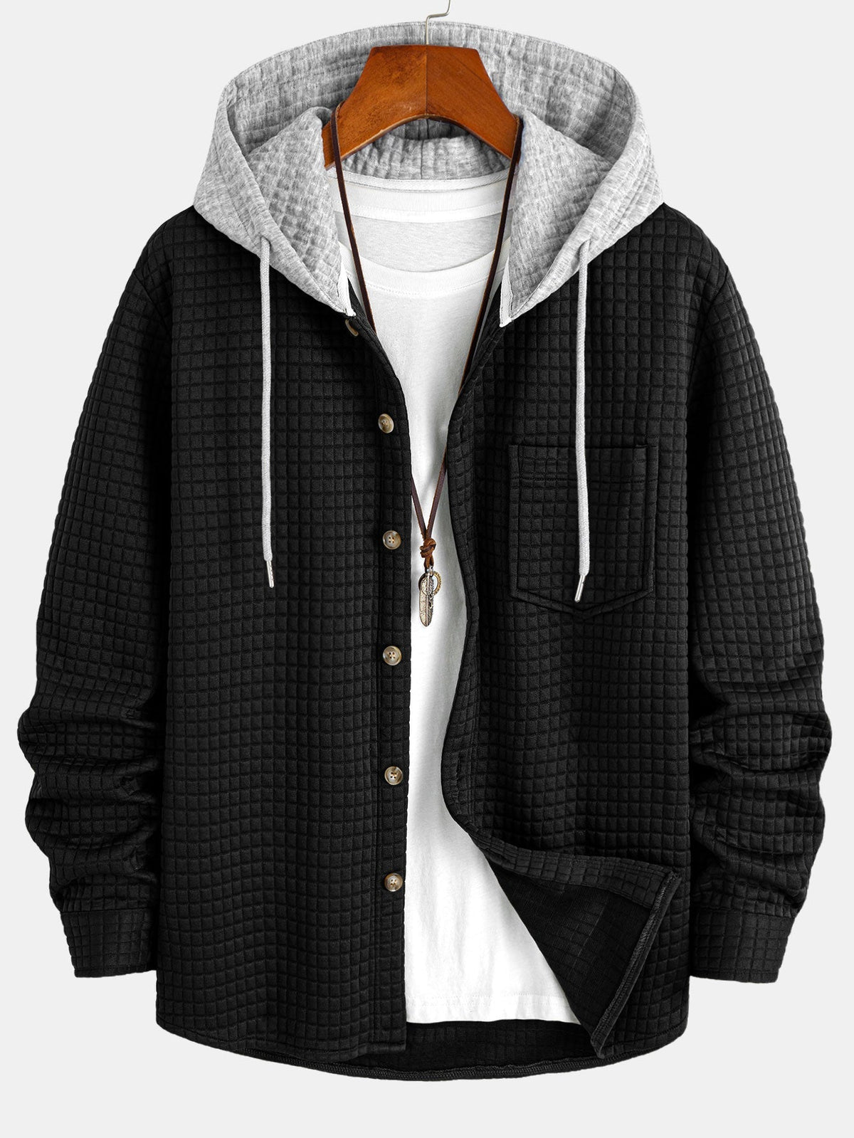 Men's Waffle Hooded Shirt and Jogger Set