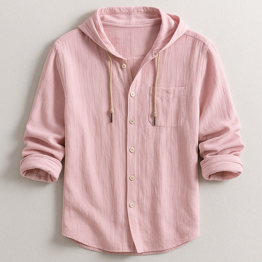 Men's Hooded Button-Front Lightweight Overshirt