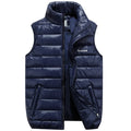 Men's Insulated Sleeveless Vest with Full Zip Front - Navy Blue