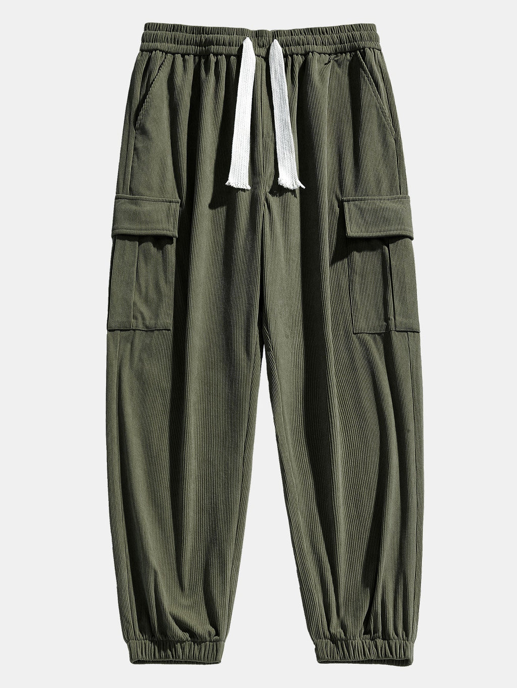 Men's Patchwork Corduroy Hoodie and Cargo Jogger Set