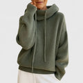 Women's Oversized Ribbed Knit Hoodie - Green