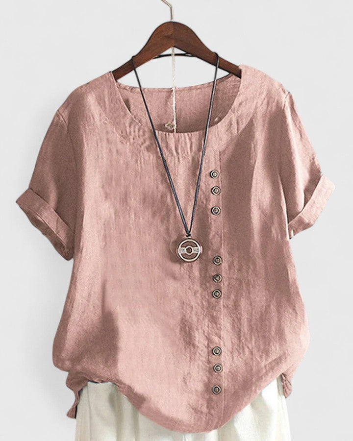 Women's Comfortable Short Sleeve Blouse - Pink