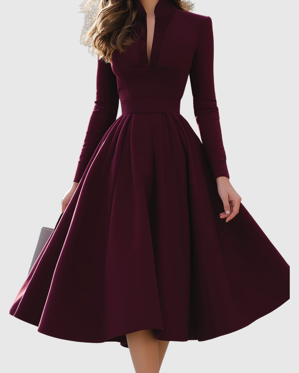 Women's Elegant V-Neck Midi Dress
