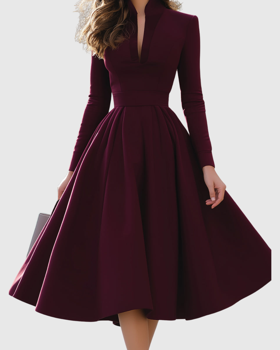 Women's Elegant V-Neck Midi Dress