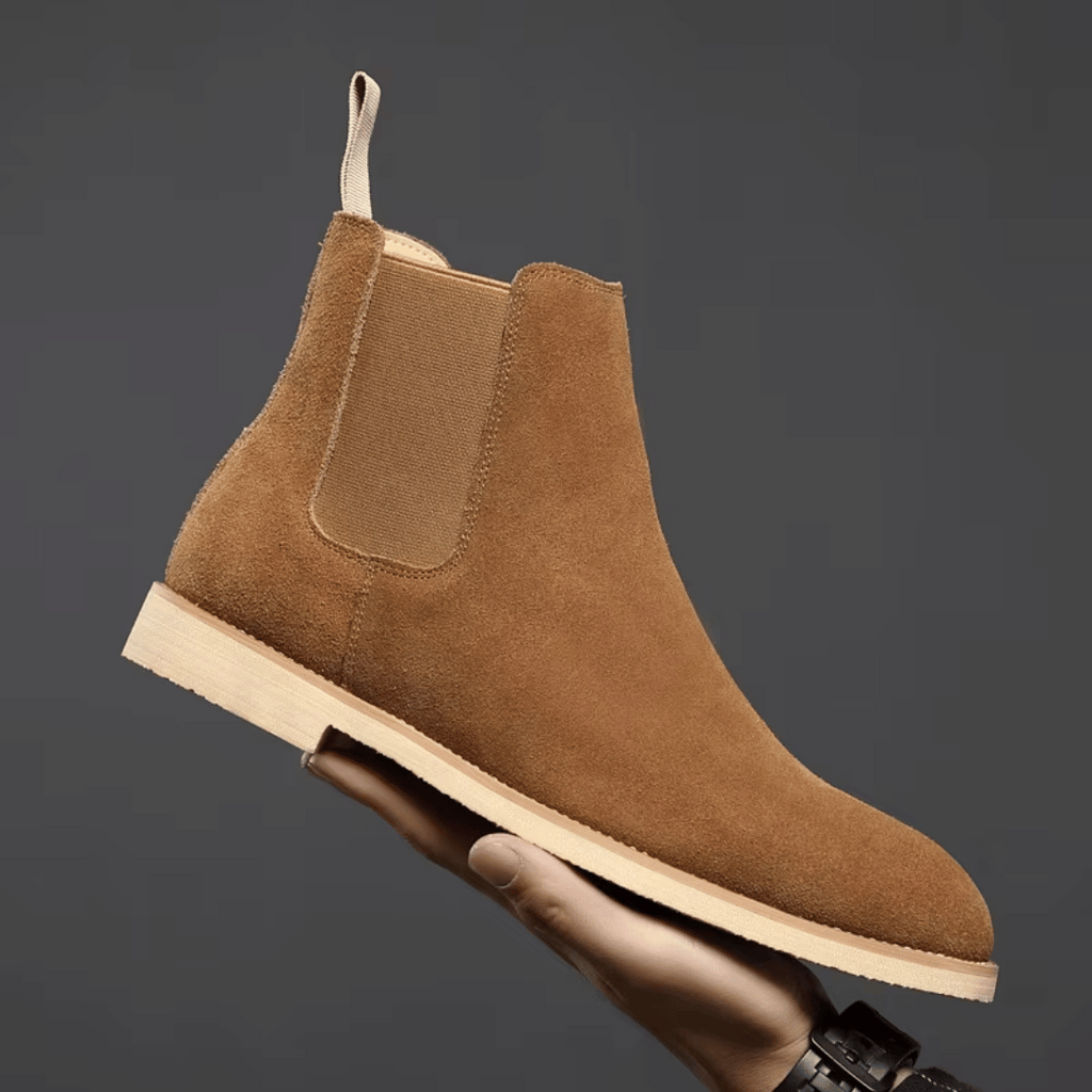 Men's Suede Chelsea Boots with Elastic Side Panels
