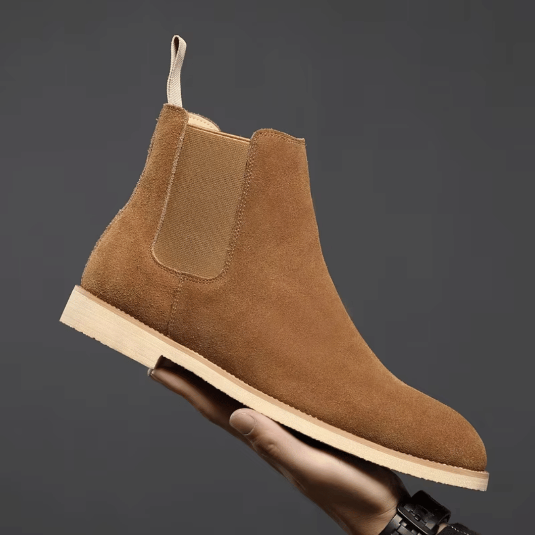 Men's Suede Chelsea Boots with Elastic Side Panels