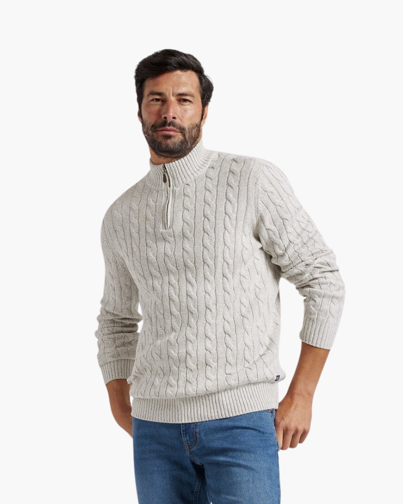 Men's Cable-Knit Half-Zip Sweater