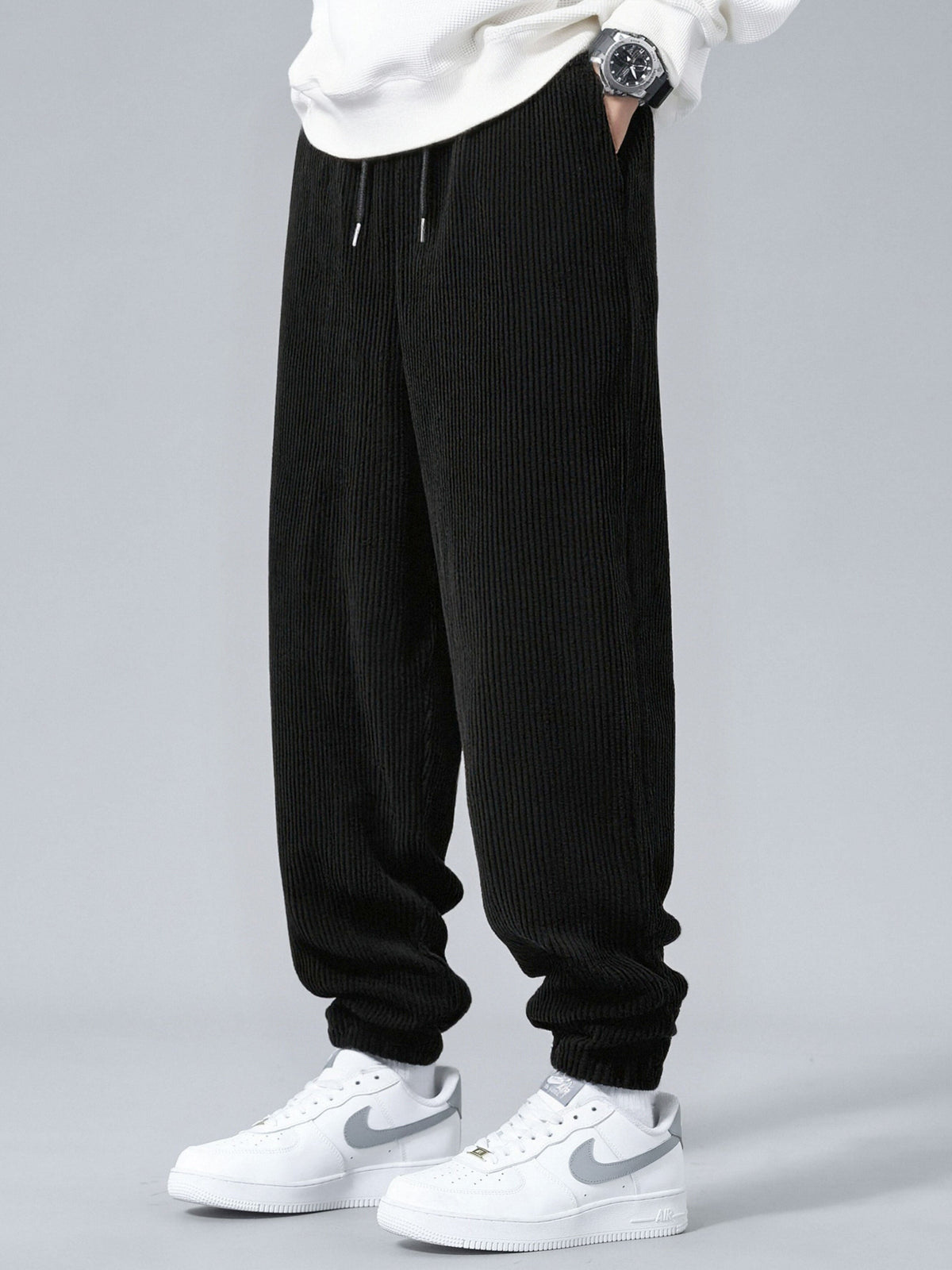 Men's Corduroy Zip-Up Hoodie and Jogger Tracksuit