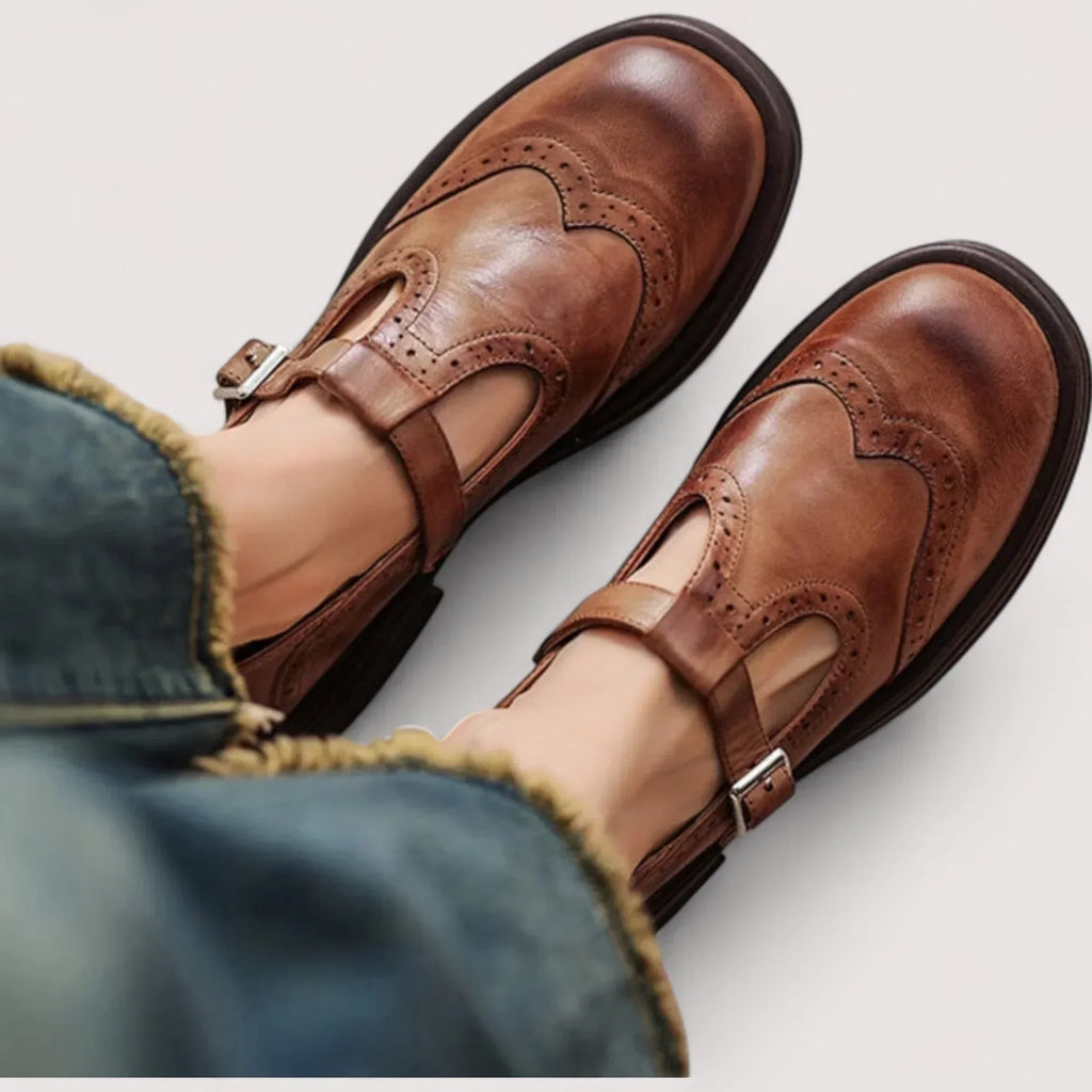 Women's Brogue T-Bar Flats