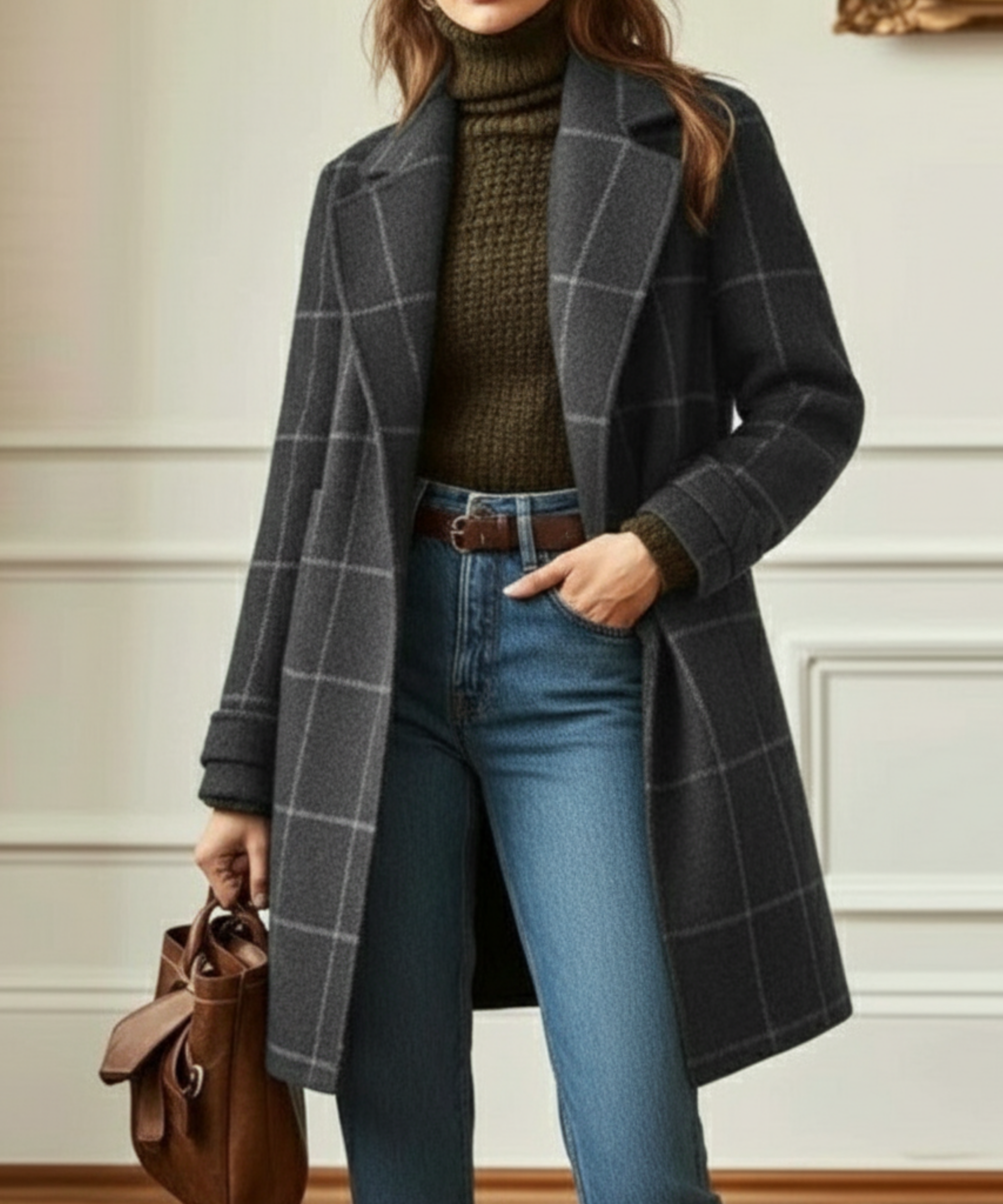 Women’s Retro Tweed Check Coat