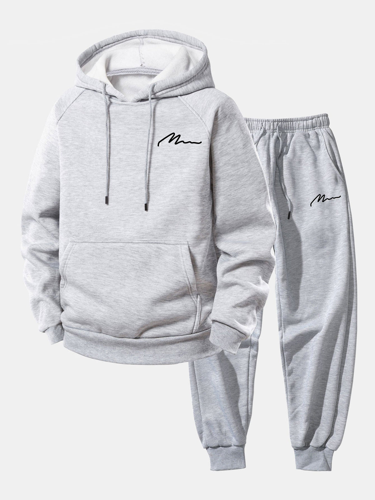 Men's Pullover Hoodie and Tapered Jogger Tracksuit - Olive Green