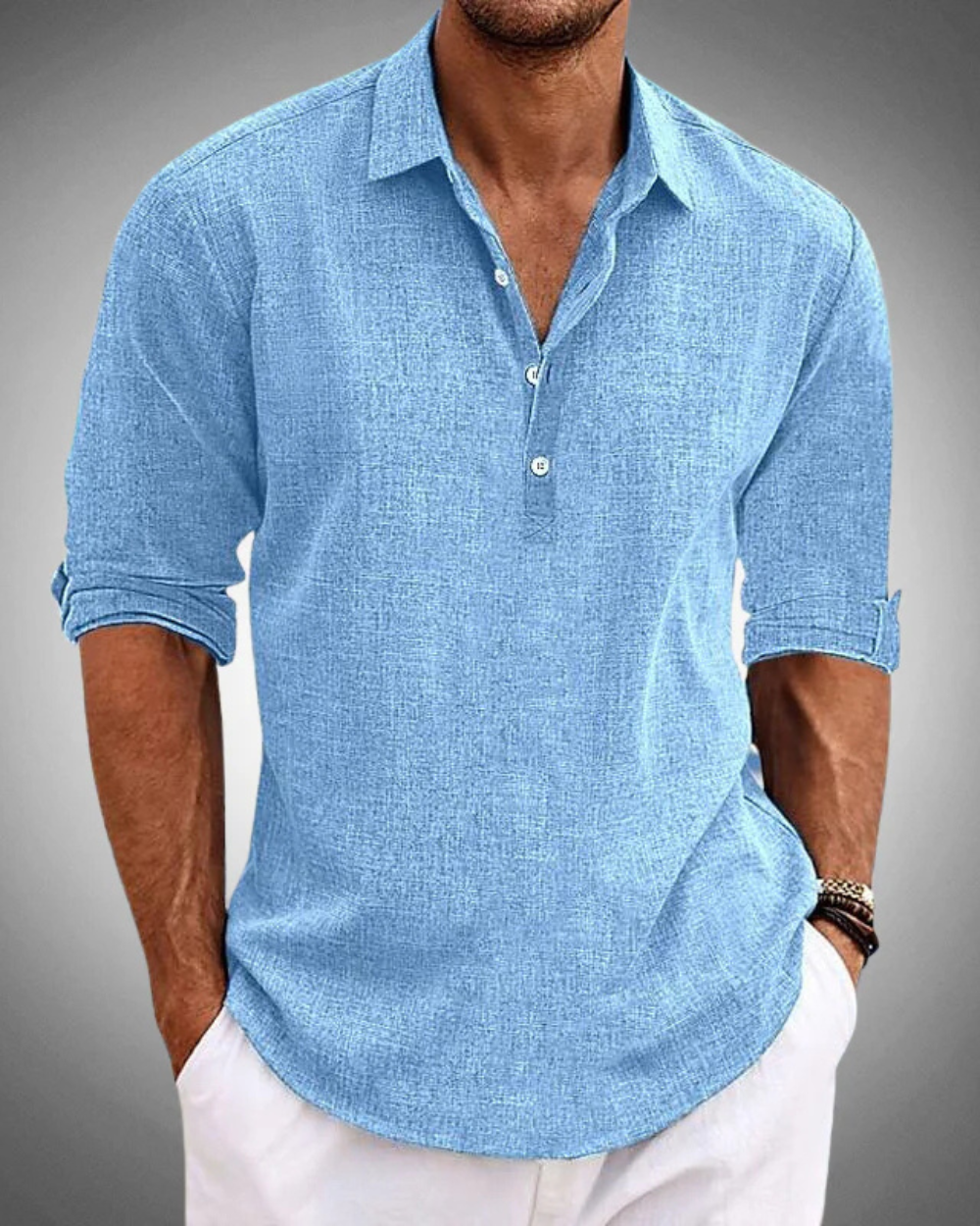 Men's Refined Button-Front Classic Shirt - Blue