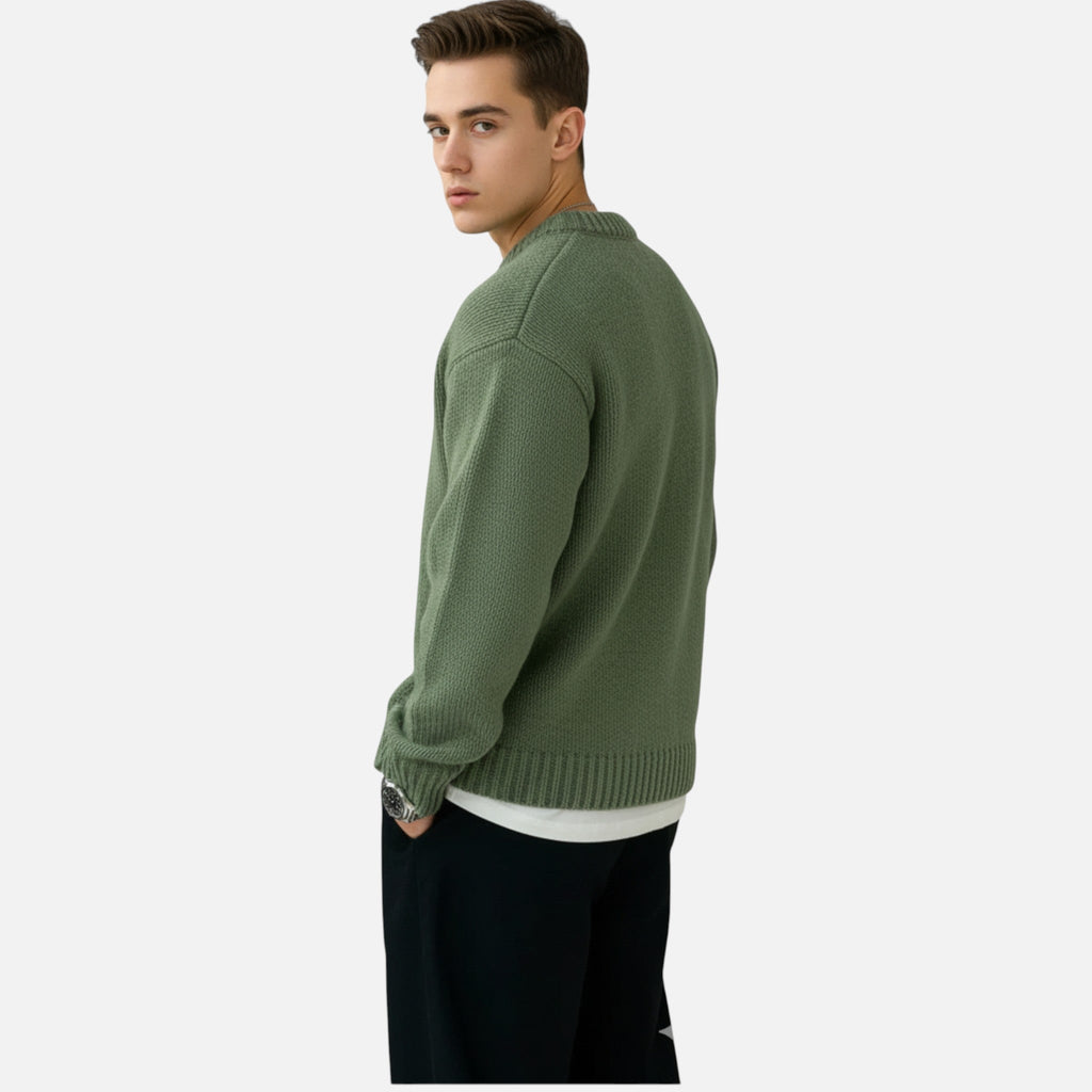 Men's Solid Crew Neck Knit Pullover