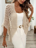 Women's Draped Open-Knit Cardigan - Beige