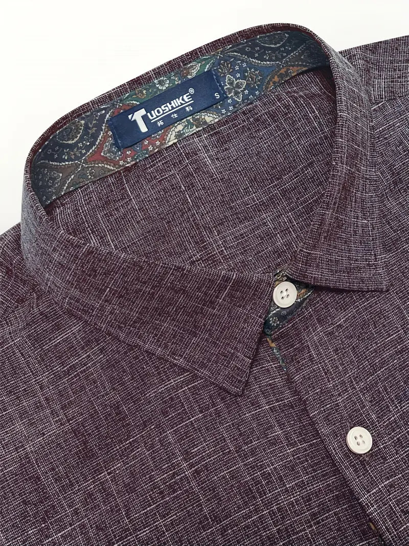 Men's Tailored Button-Up Shirt with Contrast Collar and Cuffs