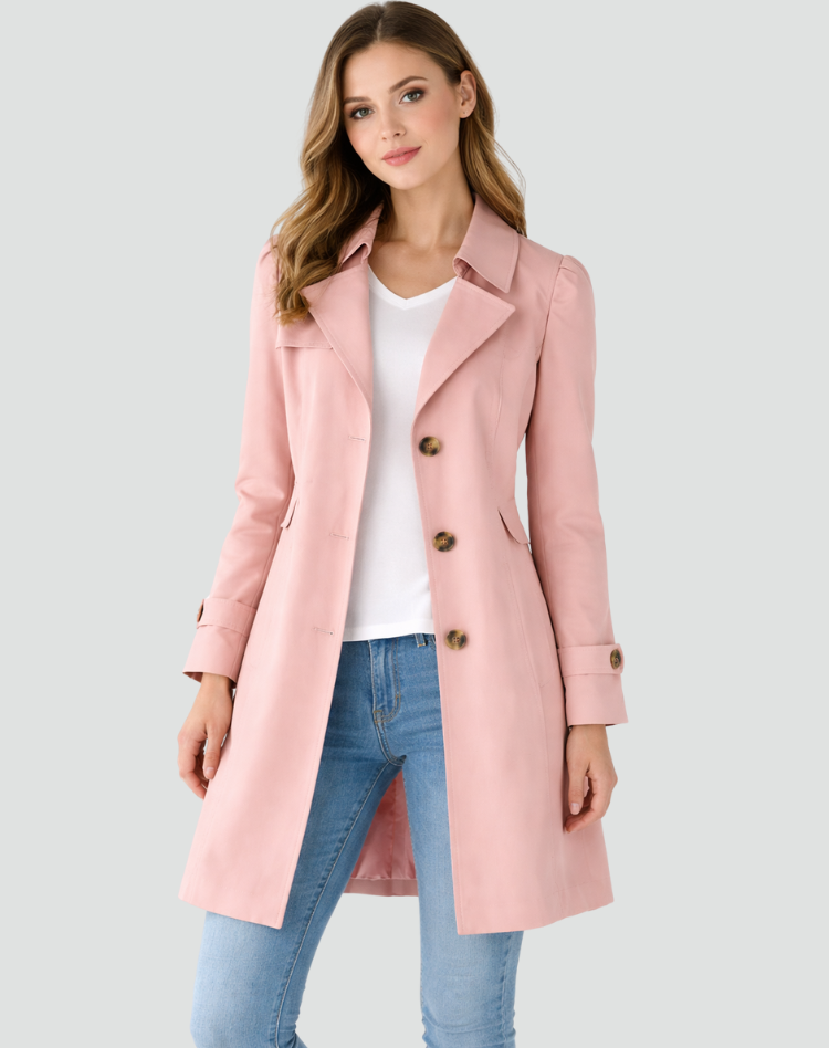 Women's Tailored Mid-Length Lapel Trench Coat