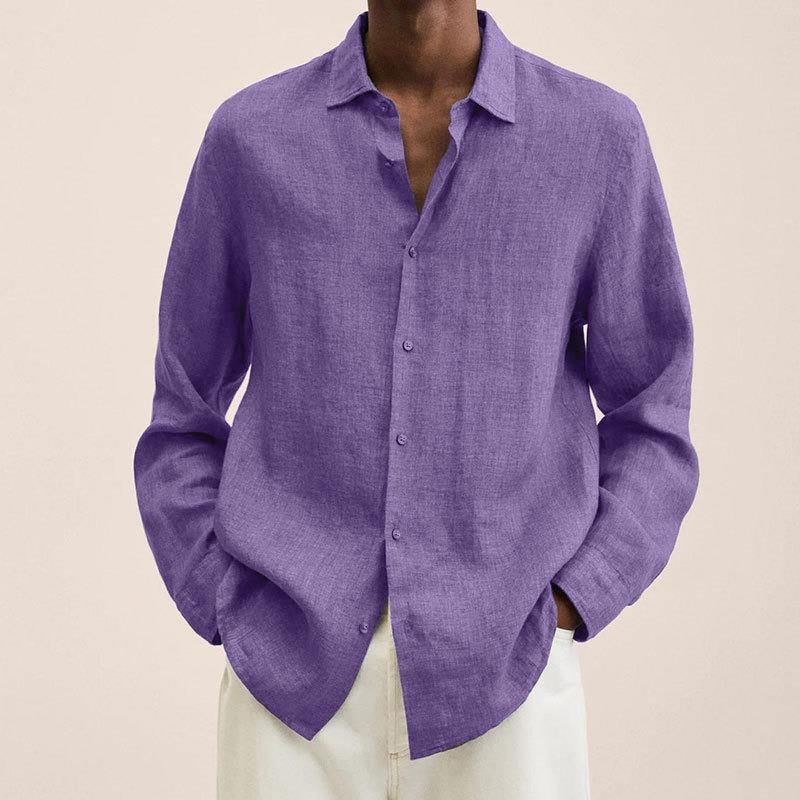 Men's Long-Sleeve Button-Up Shirt - Purple