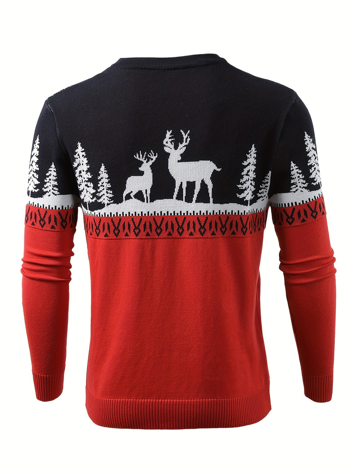 Women's Reindeer and Pine Tree Christmas Crew Neck Sweater