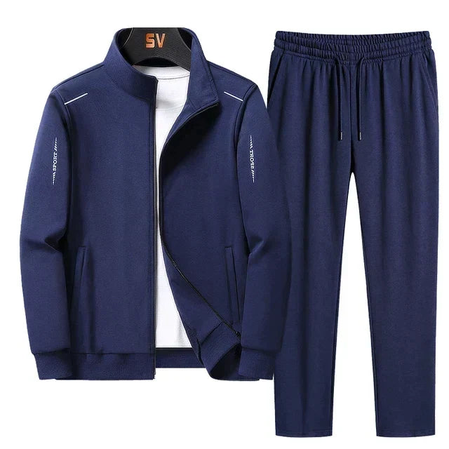 Men's Tracksuit Set with Zip Jacket - Dark Blue