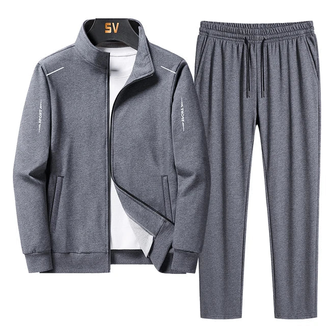Men's Tracksuit Set with Zip Jacket - Gray