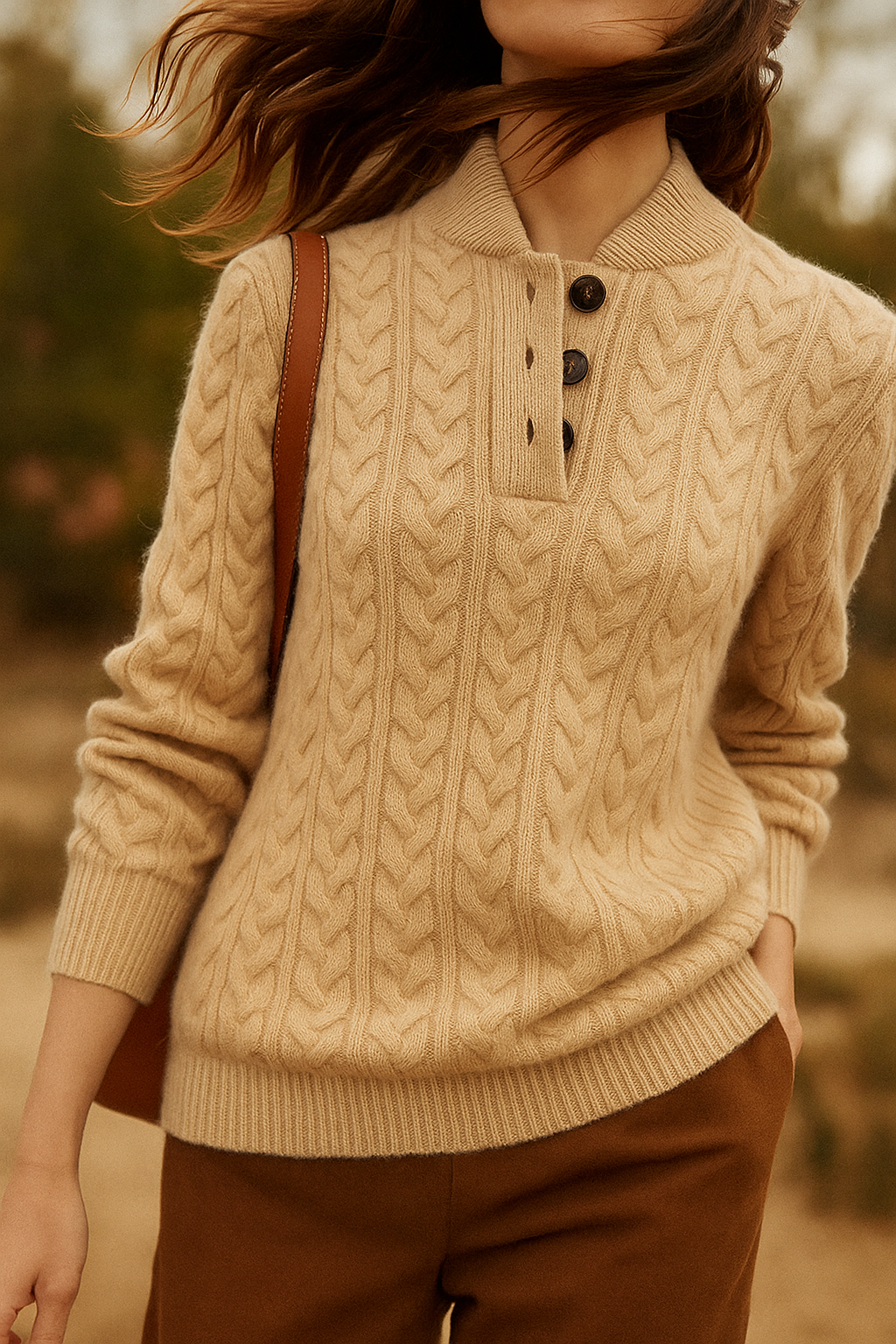 Women's Button-Up Cable Knit Sweater