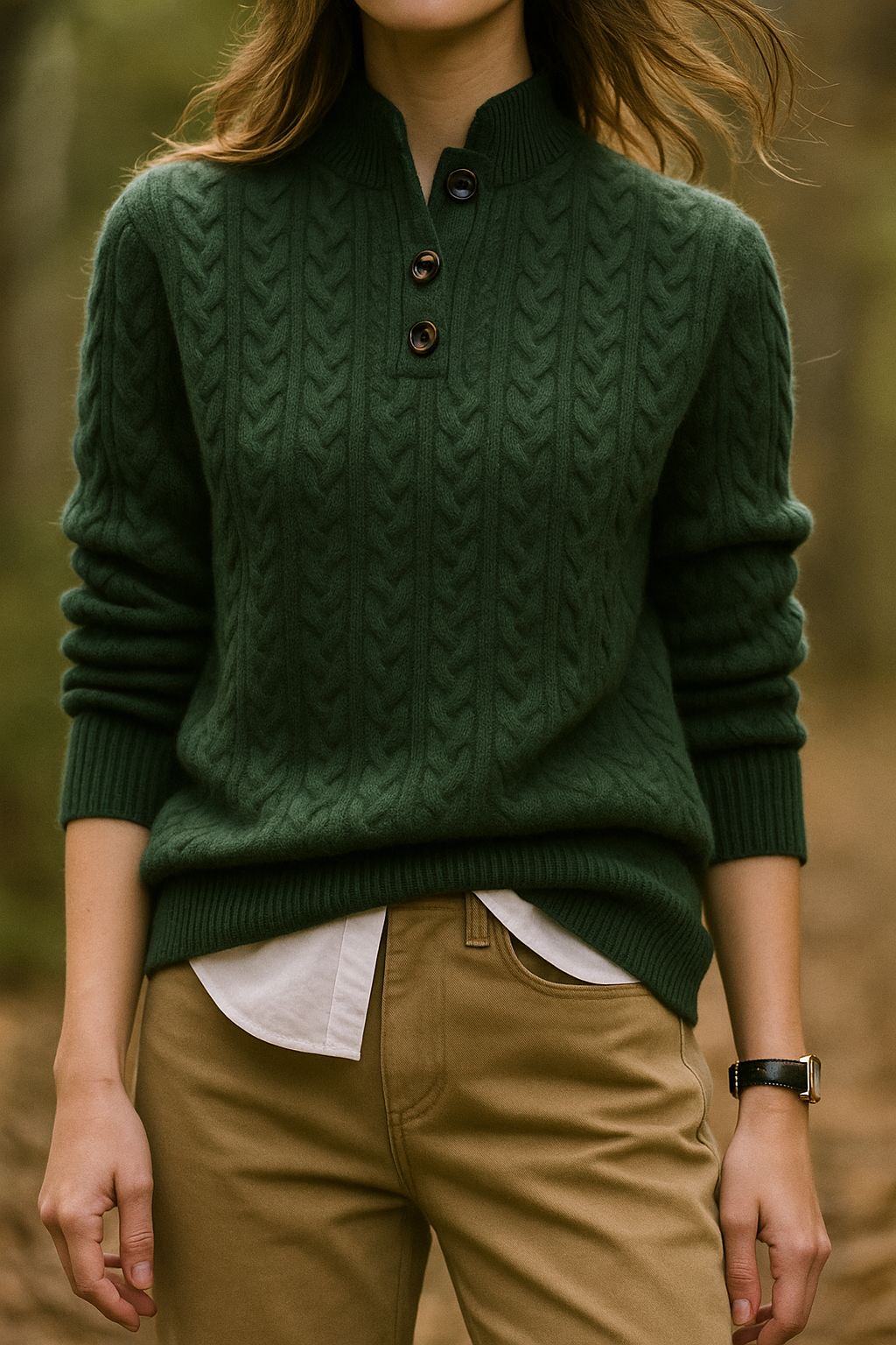 Women's Button-Up Cable Knit Sweater