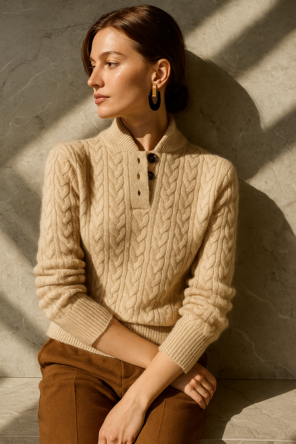 Women's Button-Up Cable Knit Sweater