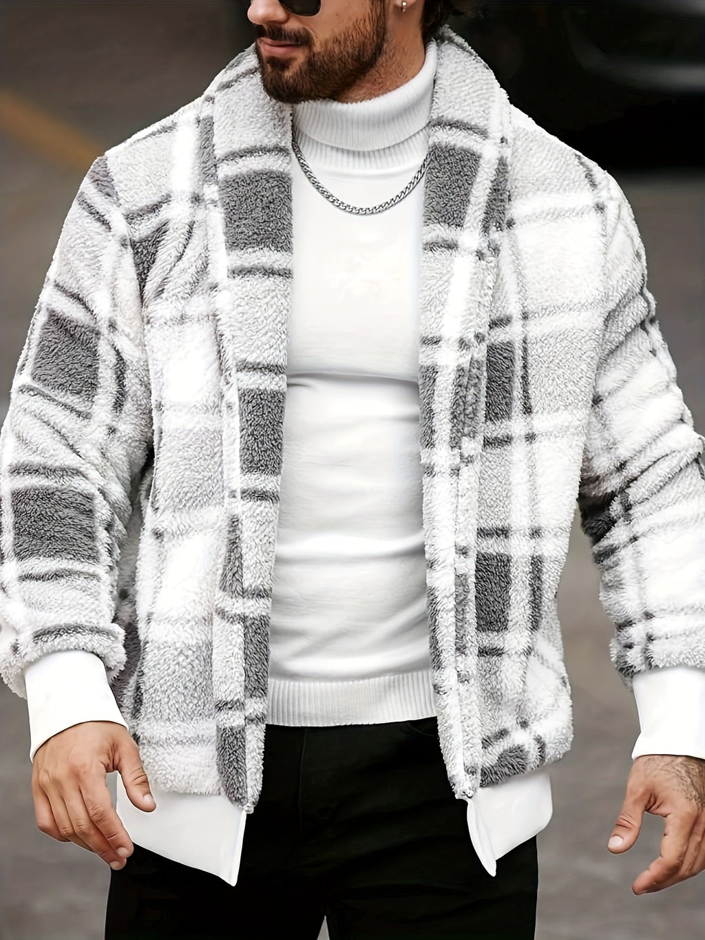 Men's Soft Brushed Check Relaxed-Fit Jacket