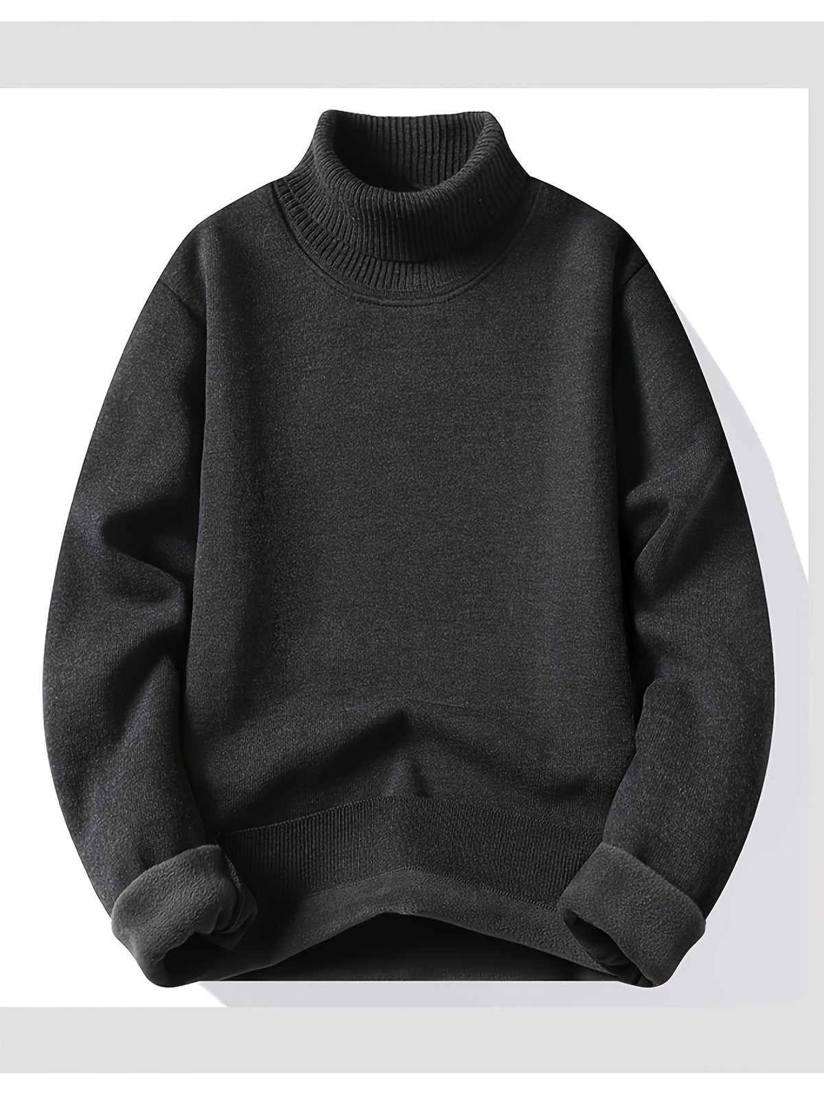 Men's Lined Roll Neck Pullover Sweater - White
