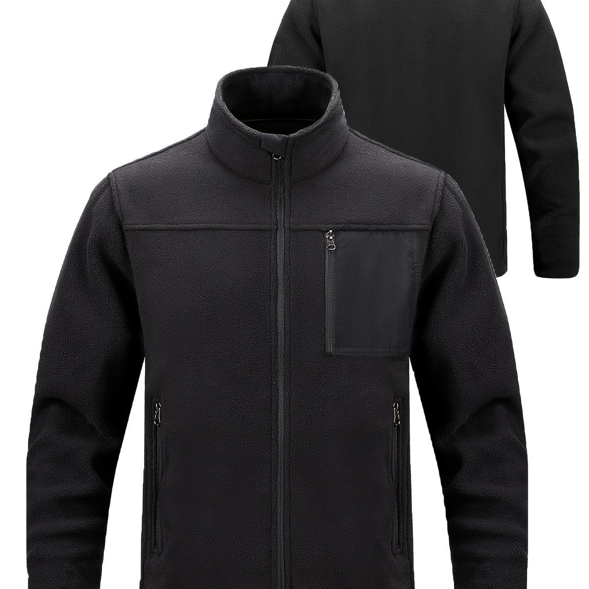 Women's Rugged Full-Zip Jacket with Stand-Up Collar - Black