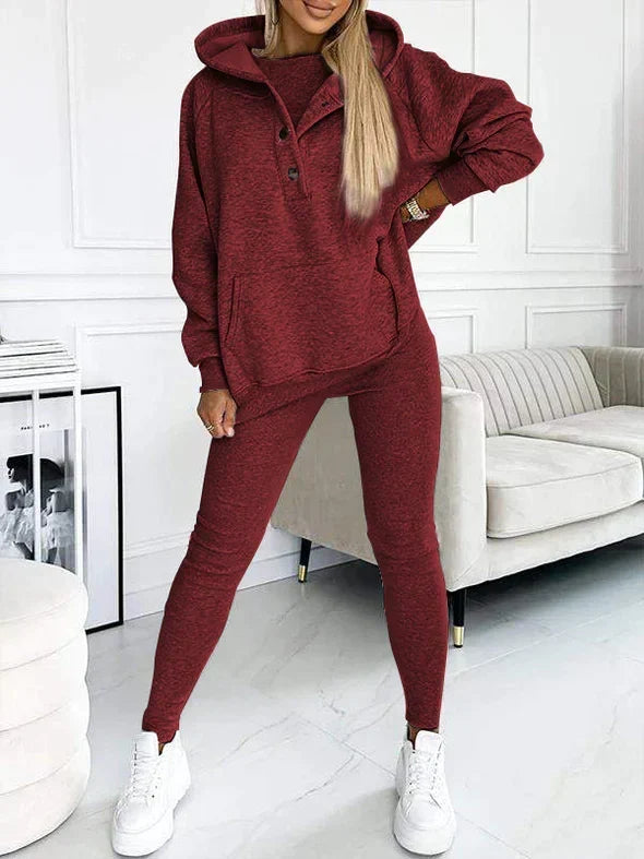 Women's Longline Hooded Sweatshirt and Leggings Set
