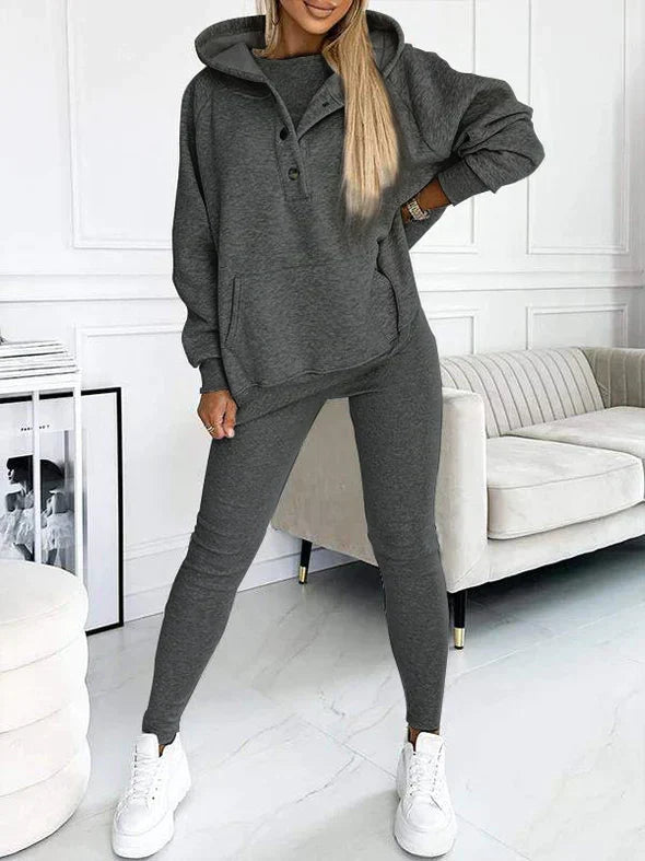 Women's Longline Hooded Sweatshirt and Leggings Set