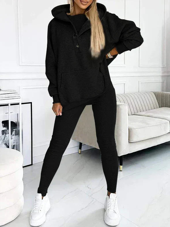 Women's Longline Hooded Sweatshirt and Leggings Set