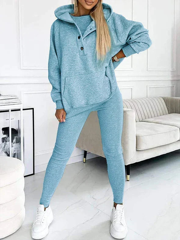 Women's Longline Hooded Sweatshirt and Leggings Set