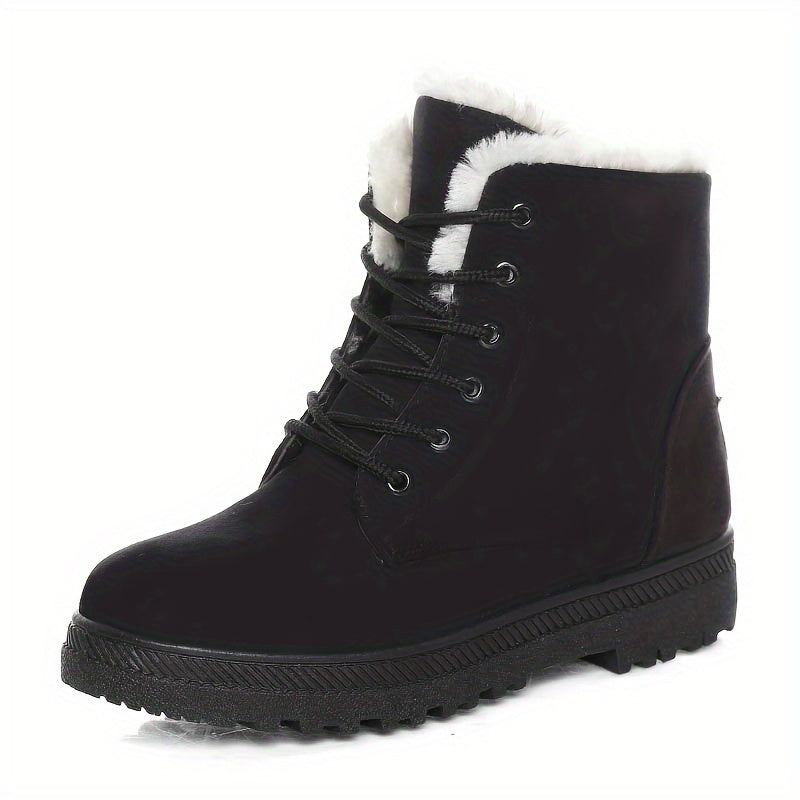 Women's Plush-Lined Lace-Up Winter Ankle Boots