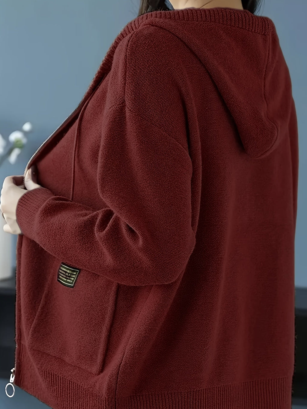 Women's Zip-Up Hooded Cardigan with Pockets
