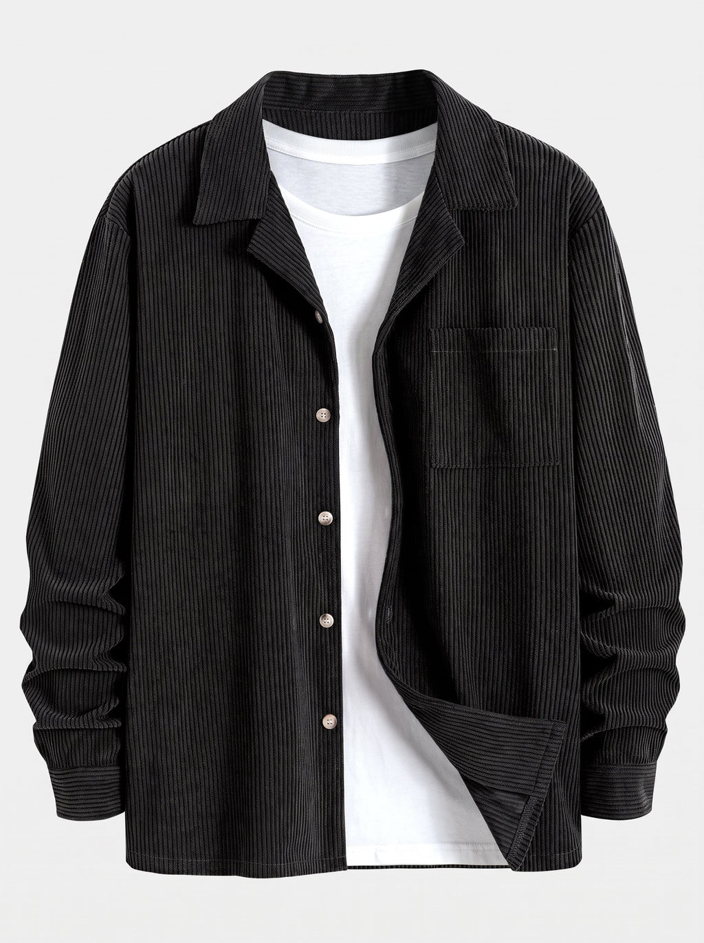 Men's Cuban Collar Corduroy Shirt and Pants Set