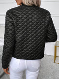 Women's Lightweight Quilted Diamond-Stitch Jacket - Black